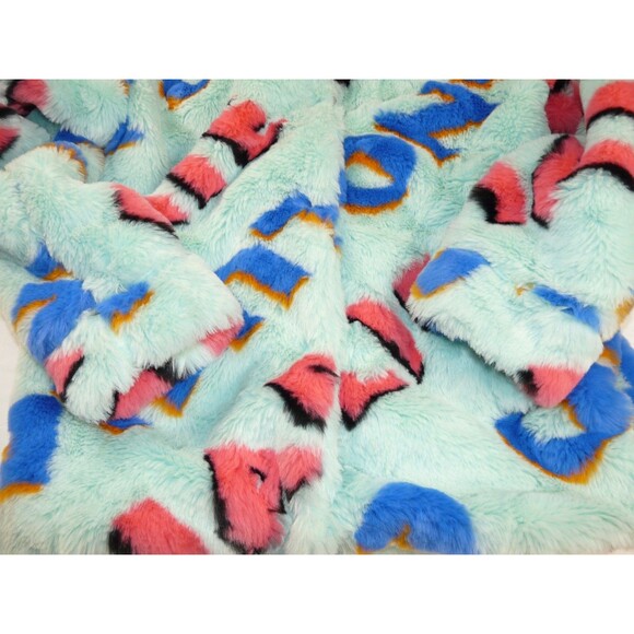 Charlie Luciano Milano Rare Limited Teal Blue Fuzzy Allover Print Snap Jacket - Picture 7 of 16